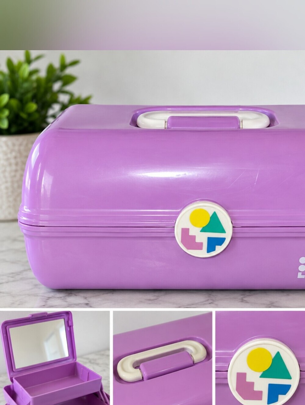 Caboodles Retro Lavender Cosmetic Train Case - Colorful Logo